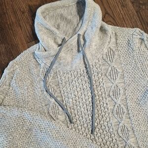 L.L. Bean Signature Cotton Funnel-neck cable knit long sweater size 1X